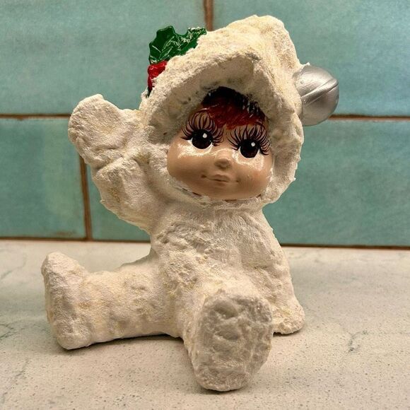 Christmas Eskimo Children Figurine Size 7" Playing In Snow Home Decor Set Of 2 - Picture 9 of 11